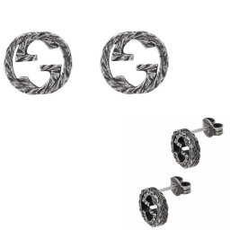 グッチ GUCCI ピアス 457109 J8400 0811 インターロッキングG エングレービング スタッド シルバー ユニセックス INTERLOCKING G STUD EARRINGS