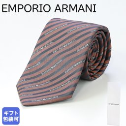 エンポリオ アルマーニ EMPORIO ARMANI ネクタイ メンズ ラストレッド 大剣幅7.5cm シルク100% ロゴ＆ストライプ 340075 2R605 37474 MADE IN ITALY 送別会 誕生日 お中元 結婚祝い 結婚式 彼氏 息子 夫 男性 ビジネス 就職祝い 父の日 母の日【スペシャルラッピング660円(別売り)】 ホワイトデー