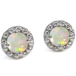 オパールピアス ミル打ち オパール ピアス  K18