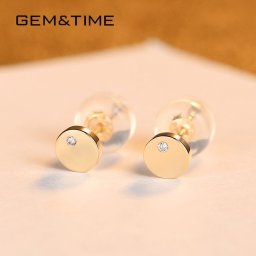 ピアス 両耳用 キュービックジルコニア 14K ホワイト イエローゴールド スタッド 上品 小さめ 小ぶり ラウンド 14金 シリコン付き14K筒型ピアスキャッチ e14132