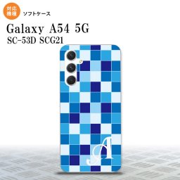 Galaxy A54 5G Galaxy A54 5G スマホケース 背面ケースソフトケース スクエア モザイク 青 +アルファベット 2023年 5月発売 nk-a54-tp1020i