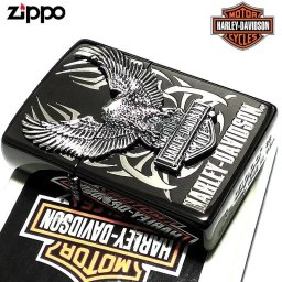 ZIPPO ハーレー ダビッドソン ビッグメタル イーグル ロゴ 銀イブシ イオンブラック 黒 鷲 かっこいい ジッポライター 渋い おしゃれ メンズ ギフト プレゼント
