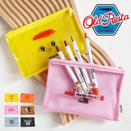 ペンケース 筆箱 ポーチ クリア 透明 OLD RESTA クリアポーチ 文房具 レディース ふでばこ ペンポーチ かわいい 学生 子供 男の子 面白い おもしろ ユニーク 個性 フラットポーチ スリム コンパクト 軽い 軽量 マチ無し マチない 持ち運び