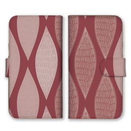＼全機種対応／ スマホケース 手帳型 スマホカバー 手帳タイプ スマートフォン ケース カバー 手書き風 網目 デザイン パターン レッド ブラウン かわいい おしゃれ カードホルダー付き カード収納 合皮 合成レザー