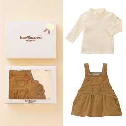 ミキハウス ホットビスケッツ★コーデュロイジャンパースカート&Tシャツギフトセット【BOX付き】