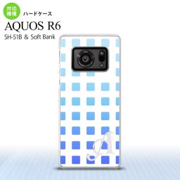 SH-51B AQUOS R6 AQUOS R6 スマホケース ハードケース スクエア ドット 青 +アルファベット メンズ レディース nk-r6-1366i