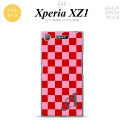 【SO01K】【スマホケース/スマホカバー】【エクスペリア XZ1】SO01K スマホケース Xperia XZ1 ケース エクスペリア XZ1 イニシャル スクエア 赤×ピンク nk-so01k-tp770ini【メール便送料無料】