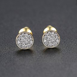 ピアス 両耳用 キュービックジルコニア 真鍮 ホワイト イエローゴールド シルバー 大人気 スタッド 定番 上品 小さめ 小ぶり 丸 ラウンド パヴェ かわいい e18102702