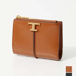 トッズ TOD'S XAWTSKBA200 KET 二つ折り財布 JASON CLOUD LUXOR レディース 財布 ミニ財布 レザー Tタイムレス 小銭入れ コンパクトウォレット プレゼント ギフト 贈り物 シンプル 記念 お祝い ブラック キャメル