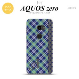 AQUOS zero アクオス ゼロ 801SH スマホケース カバー ソフトケース タータン・ドット 青 イニシャル 対応 nk-801sh-tp1534i[スマホ,スマホケース,スマホカバー,ケース,カバー,ジャケット]