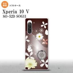 Xperia10V Xperia10V スマホケース 背面ケースソフトケース 花柄 ミックス B 茶 2023年 7月発売 nk-xp105-tp276