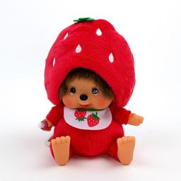 モンチッチ お座り ぬいぐるみ イチゴ Ｓ 顔でか ピンク