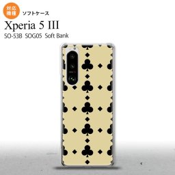 SO-53B SOG05 Xperia5 ケース ソフトケース トランプ クラブ ベージュ 黒 オススメ 人気 おしゃれ スマート シンプル nk-xp53-tp533