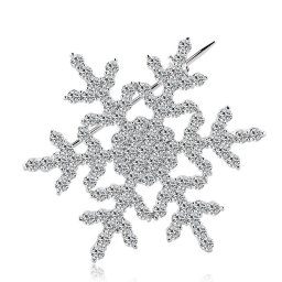 ブローチ キュービックジルコニア ホワイト 真鍮 シルバー おしゃれ 可愛い かわいい きれいめ カジュアル モチーフ 雪の結晶 スノーフレーク x14062101