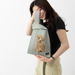 ニットトートバッグ 大きめマルシェサイズ 猫や犬デザイン 17.Pale Blue