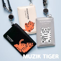  定期入れ パスケース 定期 MUZIK TIGER ムジークタイガー レイジー パス ICカード おしゃれ キャラ 韓国 通学 通勤 タイガー 動物 虎 レディース メンズ ユニセックス 伸びる リール付き リール バッグに付けられる チェーン カード入れ