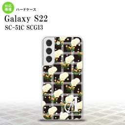 SC-51C SCG13 Galaxy S22 スマホケース 背面ケース ハードケース 花柄 バラ チェック 黒 +アルファベット メンズ レディース nk-s22-253i