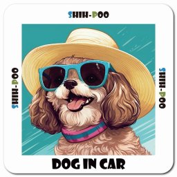 名入れ可 海 麦わら帽子 サングラス 夏 Shih-Poo シープー カーサイン 車 マグネットステッカー 犬 マグネット 強力 13x13cm 正方形ドラレコステッカー 安全対策 危険運転 煽り運転 アニマル 動物 犬種別 屋外 防水 屋内