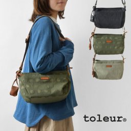 【toleur トーラ】ナイロン ドット × カウレザー ミニ ショルダーバッグ (11776) 正規品 レディース 春 夏 秋 冬 肩掛け 斜めがけ 2way バック かばん 大人 軽量 軽い 本革 牛革 可愛い 水玉 通勤 レジャー 旅行 30代 40代 50代 クリスマス 母の日 ギフト プレゼント