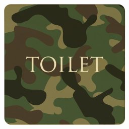 9x9cm トイレ 御手洗 TOILET トイレマーク 迷彩 カラー TOILET 文字タイプ ピクトサイン 木製ドアサイン ドアプレート インテリア 施設 案内