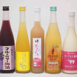 果実酒5本セット ヨーグルト梅酒(福岡県)×ゆず梅酒(福岡県)×ももとろ(福島県)×日本酒オレンジ(三重県)×ぶどうリキュール 500ml×3本 720ml×2本