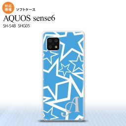 SH-54B SHG05 AQUOS sense6 スマホケース ソフトケース 星 水色 白 +アルファベット メンズ レディース nk-sens6-tp1119i