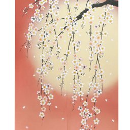 メール便送料無料暖簾 のれん 85x150cm「しだれ桜と月」95137 日本製  間仕切り カーテン タペストリー 目隠し 玄関 階段 洗面所 キッチン 台所 部屋 仕切り 棚 パントリー