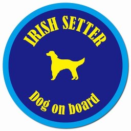 カラフル Dog on board アイリッシュセター ネイビー&ブルー カーサイン 車 マグネットステッカー 犬 マグネット 強力 直径13cm 丸型 おしゃれ かわいい ドラレコステッカー 安全対策 危険運転 煽り運転 アニマル 動物 犬種別 屋外 防水 屋内