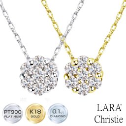 ララクリスティー ネックレス レディース ダイヤモンド 0.1ct プラチナ PT900 ゴールド K18YG ダリア フラワー 0.1ct 誕生日プレゼント LARA Christie