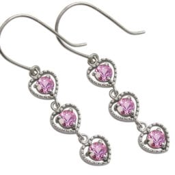ハート ピアス ピンクサファイア トリロジー フックピアス プラチナ ピアス