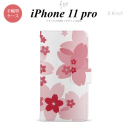 iPhone11Pro iPhone11 Pro 手帳型スマホケース カバー 花柄 サクラ 赤  nk-004s-i11p-dr056