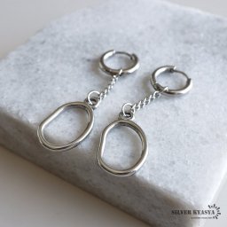サークルピアス レディース ドロップピアス フープピアス 女性 シルバー ステンレス 両耳用 金属アレルギー対応 イヤリング