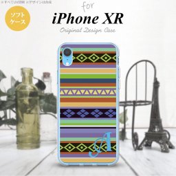 iPhoneXR iPhone XR スマホケース ソフトケース エスニック ボーダー 青 +アルファベット メンズ レディース nk-ipxr-tp1562i