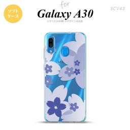 SCV43 Galaxy A30 SCV43 スマホケース ソフト カバー 花柄 サクラ B 青 nk-scv43-tp059