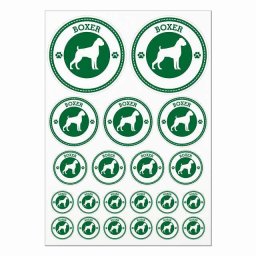 ドッグ ステッカー ボクサー グリーン A4サイズ まとめて詰め合わせ 丸タイプ サイズ別 21枚セット 犬種別 シール カーステッカー 愛犬 キャンプ 持ち物 ドッグフード用 肉球マーク