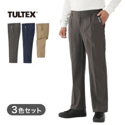 TULTEX タルテックス 刺繍入り ストレッチ カラーパンツ 3色組[メンズ パンツ ストレッチ タルテックス ズボン 3色組 ウエストゴム チノパン TULTEX カラーパンツ 紳士服 股下65cm 伸縮性 ロングパンツ ネイビー 春服 脇ゴム]