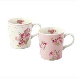 ローラ アシュレイ ポルカドットクチュールローズ ペアマグ  商品φ85×90mm（300ml）×2