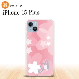iPhone15 plus iPhone15 plus スマホケース 背面ケースソフトケース 花柄 サクラ C 白 ピンク +アルファベット 2023年 9月発売 nk-i15pl-tp063i