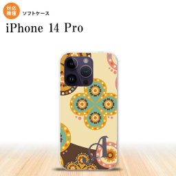iPhone14 Pro iPhone14 Pro スマホケース 背面ケースソフトケース エスニック 花柄 ベージュ 茶 +アルファベット 2022年 9月発売 nk-i14p-tp1583i
