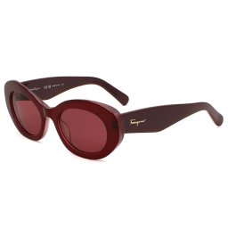 サルヴァトーレ フェラガモ Salvatore Ferragamo サングラス UVカット グローバルフィット アイウェア オーバル SF1078S-210 レディース バーガンディー+レッド 国内正規品