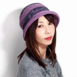レディース ハット 帽子 切り替えデザイン エリートシャポー パッチワーク風 お洒落 ミセスハット ジャガード ネップ ループヤーン 冬 秋 クロッシェハット elite chapeau Mサイズ ピンク 母の日