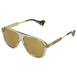 グッチ GUCCI サングラス GG0587S-003 アイウェア ティアドロップ型 メンズ トランスペアレントグレー+イエロー系