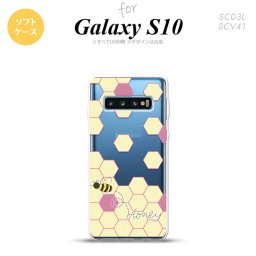 SC-03L SCV41 Galaxy S10 スマホケース ソフトケース ハニー クリア 紫 メンズ レディース nk-s10-tp1683