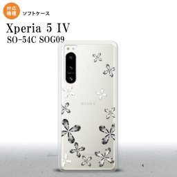 Xperia 5IV Xperia5IV スマホケース 背面ケースソフトケース 花柄 カット グレー 2022年 10月発売 nk-xp54-tp075