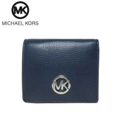 マイケルコース アウトレット Michael Kors 財布 35H8SFTD2L レザー 二つ折り財布 CARRYALL CARD CASE LEATHER / NAVY(ネイビー)【レディース】