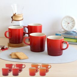 ルクルーゼ(ル・クルーゼ) マグカップ 350ml 4個セット Le Creuset ストーンウェア 電子レンジ対応 マグ ギフト 結婚祝い プレゼント 贈り物 ギフトセット 食器セット