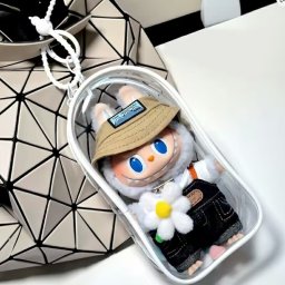 【ラッピング無料】LABUBU ラブブ対応 クリアケース ホワイト PVC ディスプレイバッグ ぬいぐるみケース 17cm対応 ギフト