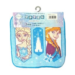 お手ふきタオル　プチタオル　3枚組セット ディズニー アラウンド アナと雪の女王 約16cm×16cm 綿100% ★柄違いで毎日楽しい！★洗い替え用に！