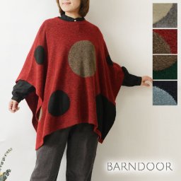 ＊【BARNDOOR バーンドア】ドット ジャガード ニット ポンチョ (1203009)レディース 秋 冬 北欧 水玉 ゆったり ケープコート 暖か 温か ナチュラル 服 新作 シンプル おしゃれ コーディネート ナチュランド 人気 30代 40代 50代 60代