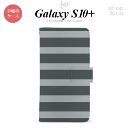 SC-04L SCV42 Galaxy S10+ 手帳型スマホケース カバー ボーダー 大 グレー nk-004s-s10p-dr791